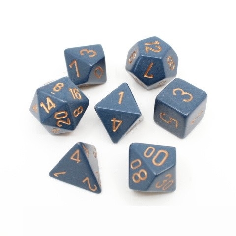 Opaque Dusty Blue Gold - Polyhedral Rollespils Terning Sæt - Chessex
